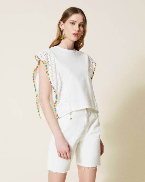 High Tides S01 Ayana Doucouré Pompoms Boxy T-Shirt