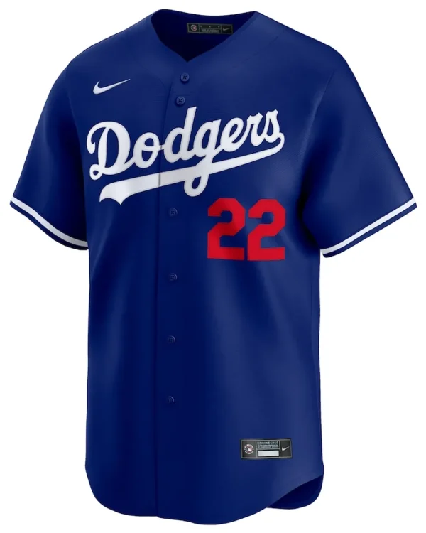 thumbnail interactive-video image 1 of Men's Los Angeles Dodgers Kershaw #22 Royal Blue Hoodie – AMS Cotton 1 of 5