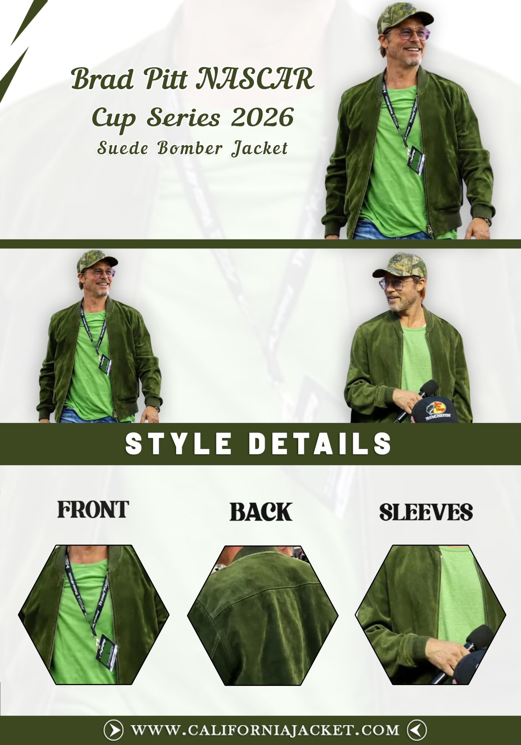 Brad-Pitt-NASCAR-Cup-Series-2026-Suede-Bomber-Jacket