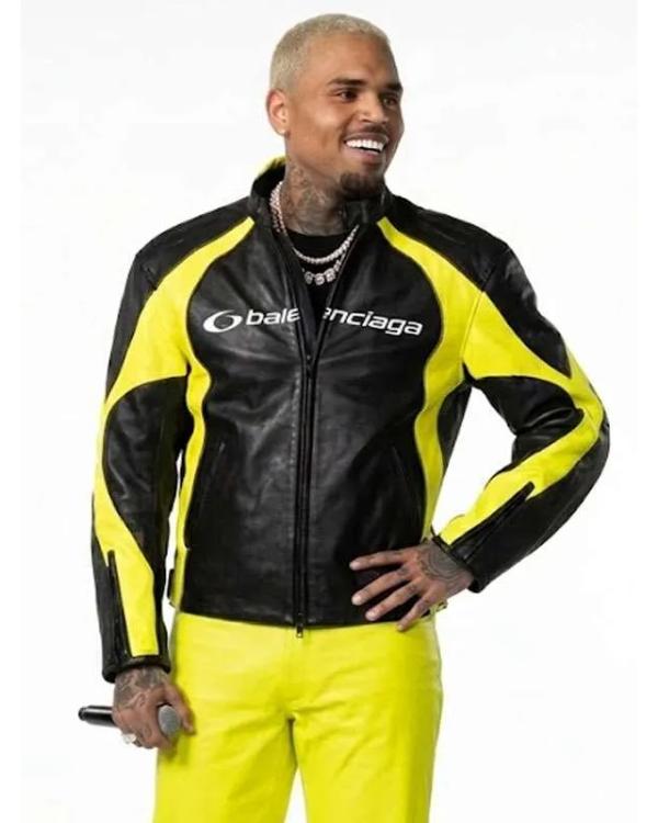 Chris Brown R&B Tour 2026 Black & Yellow Leather Jacket Chris Brown R&B Tour 2026 Black & Yellow Leather Jacket