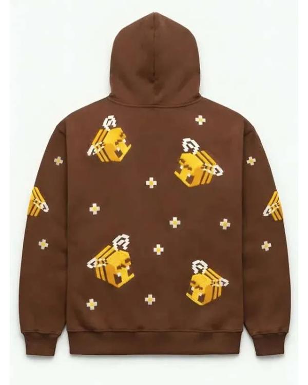 Minecraft Honey Bee Brown Printed Pullover Hoodie
