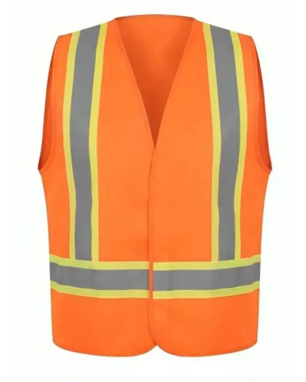 Women Caution Print Construction Orange Safety Vest