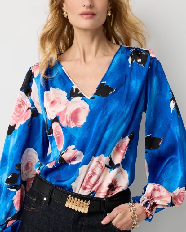Kate Linder The Young And The Restless Blue Floral Blouse